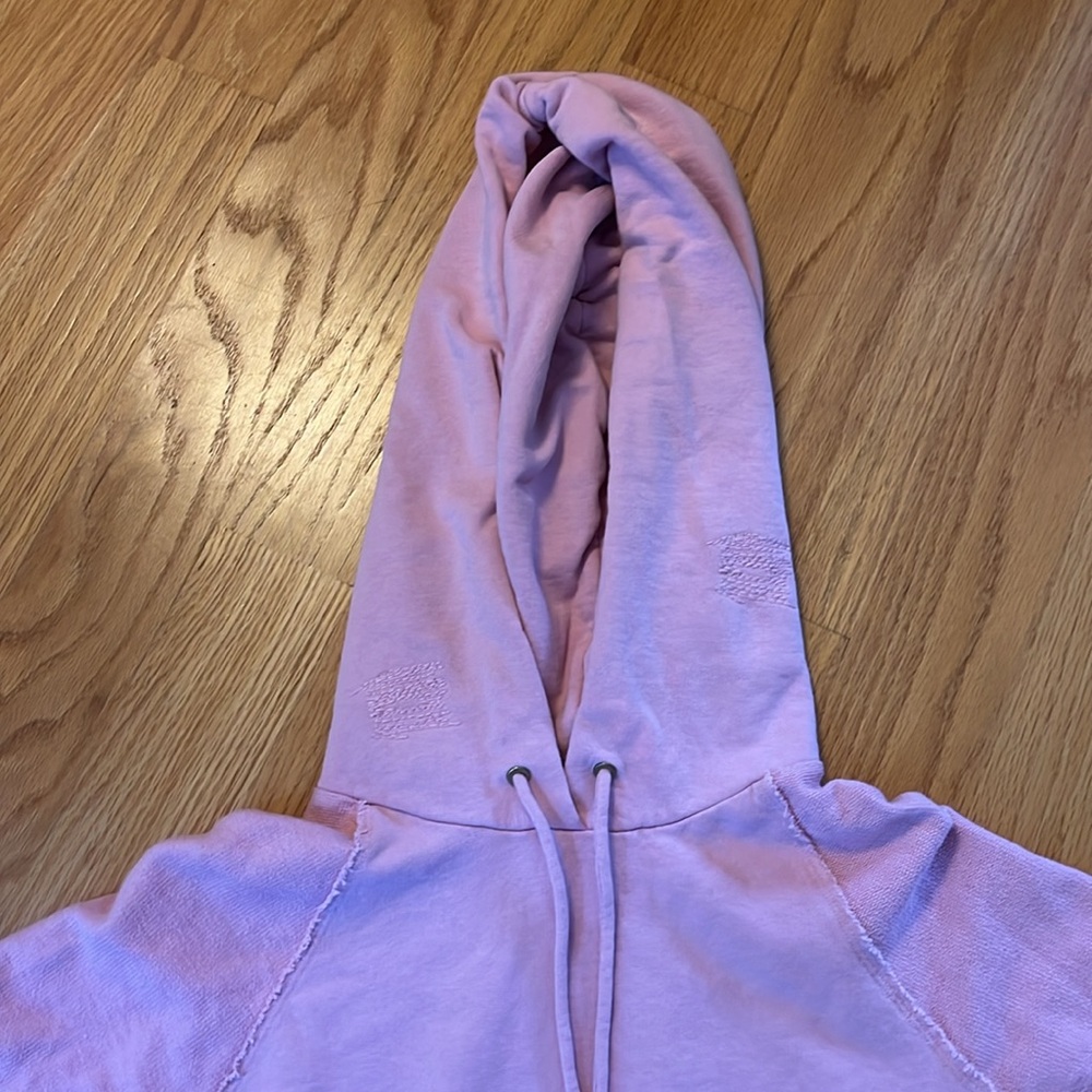 LoveShackfancy Annrosa sugar poppy distressed hoodie pink size large - Picture 2 of 11